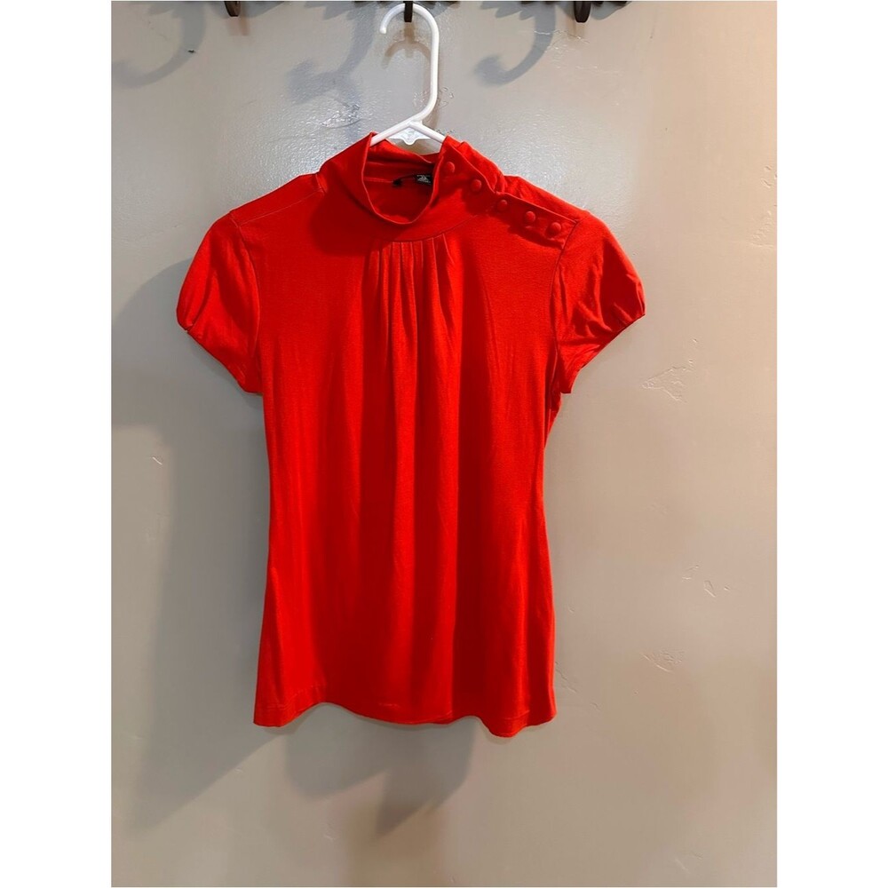 Banana Republic Orange Red Short-Sleeve Mock Neck Top Size XS